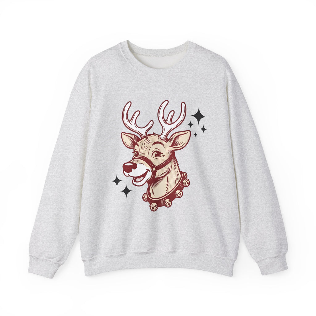 Reindeer Head Sweatshirt Christmas Wildlife Gift Women Antique Sweatshirt Caribou Sweatshirt Xmas Fan Reindeer Graphic Sweatshirt Classic Jingles Sweatshirt