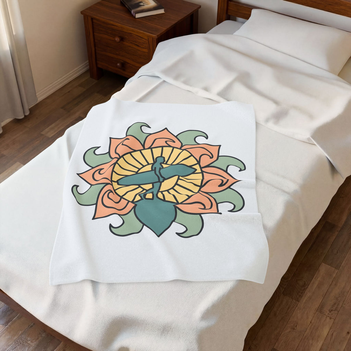 Surfer Outline Blanket Sports Ocean Gift Women Hippie Blanket Surfer Blanket Athlete Fan Marine Graphic Blanket Simple Floral Circle Blanket