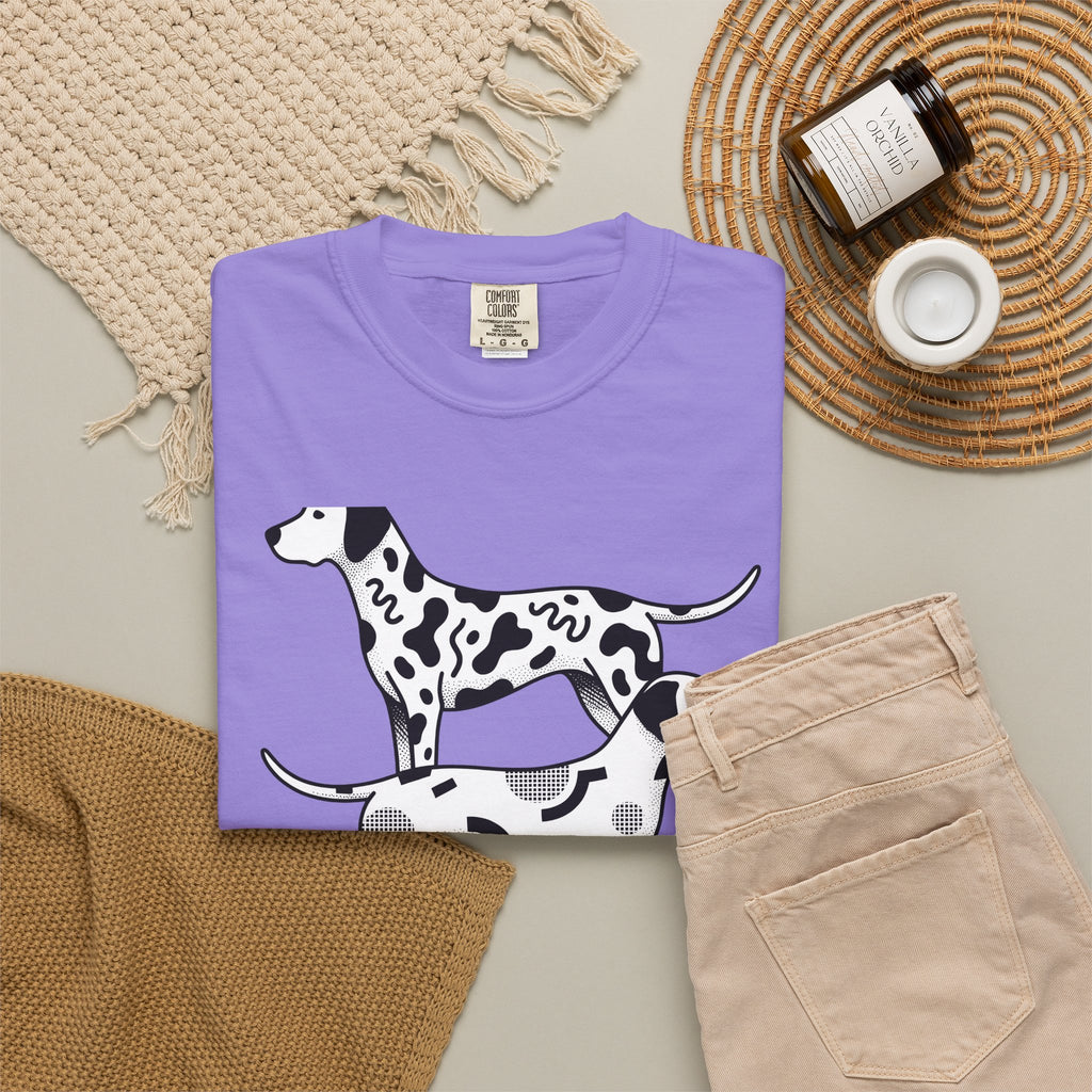 Dalmatian T-Shirt Dog Fauna Gift Women Flat T-Shirt Dalmatian T-Shirt Dog Fan Graphic Design Illustration Sketch Spot Design T-Shirt