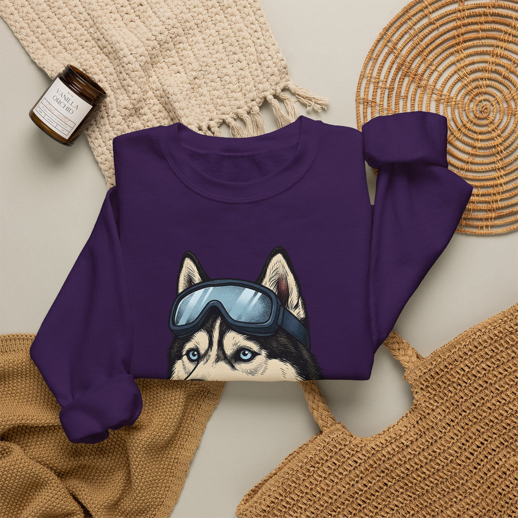 Husky Wolf Sweatshirt Dog Snow Gift Women Line Art Sweatshirt Wolfdog Sweatshirt Dog Fan Siberian Graphic Sweatshirt Hand Drawn Neckerchief Sweatshirt