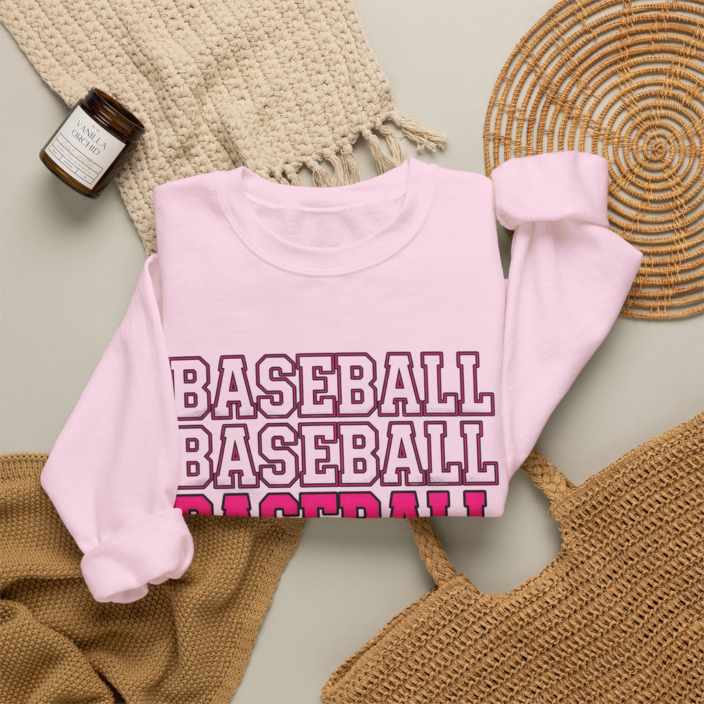 Baseball Lettering Sweatshirt Moms Athletics Gift Women Strong Sweatshirt Lettering Sweatshirt Mom Fan Bold Sweatshirt Sports Graphic Vintage Pink Highlight