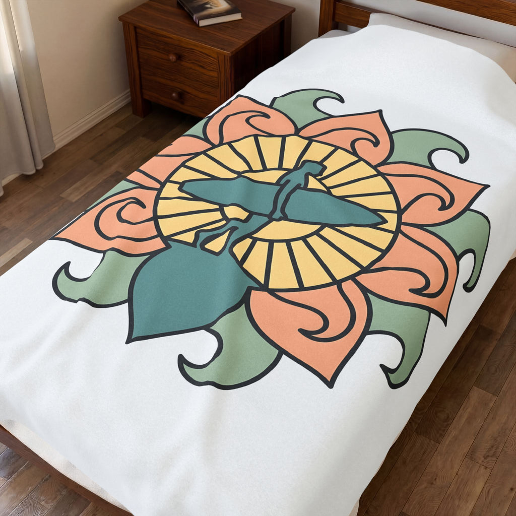 Surfer Outline Blanket Sports Ocean Gift Women Hippie Blanket Surfer Blanket Athlete Fan Marine Graphic Blanket Simple Floral Circle Blanket