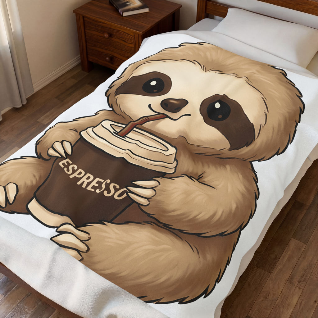 Sloth Java Blanket Coffee Creature Gift Women Playful Blanket Java Blanket Coffee Fan Cute Blanket Animal Graphic Sketch Cup Blanket