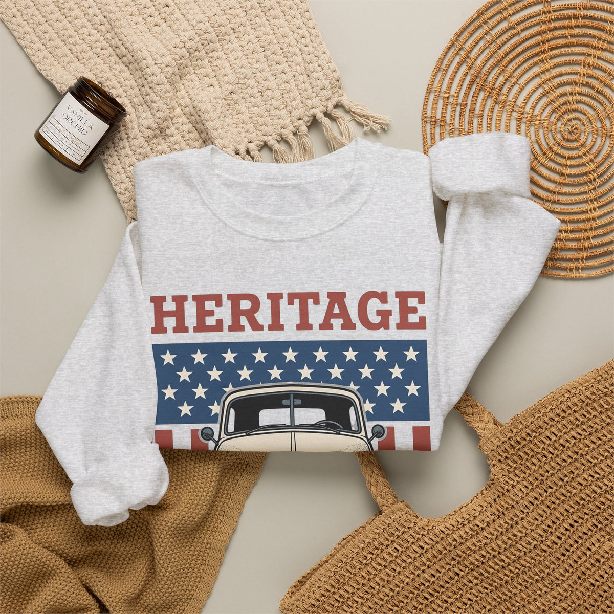Antique Lorry Sweatshirt America Liberty Gift Women Retro Sweatshirt Truck Sweatshirt Patriot Enthusiast Vintage Sweatshirt Freedom Graphic Line Art Flag