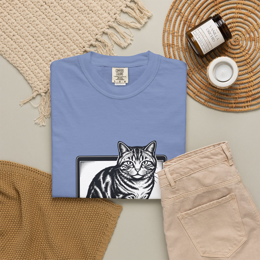Orange Cat T-Shirt Cat Gadgets Gift Women Classic T-Shirt Kitty T-Shirt Cat Fan Retro T-Shirt Tech Graphic Doodle Notebook T-Shirt