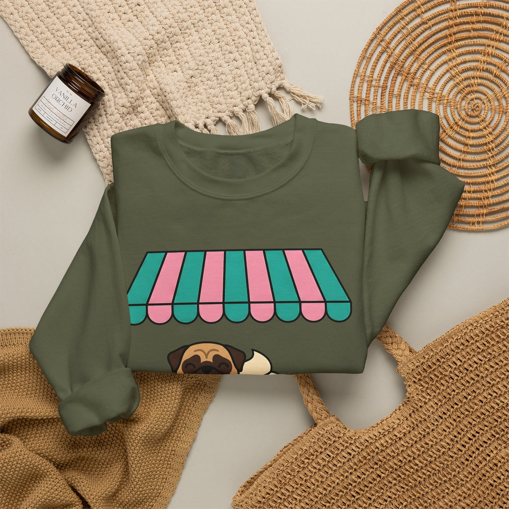 Pug Coffee Sweatshirt Sweatshirt Dog Java Gift Women Sweet Sweatshirt Coffee Sweatshirt Sweatshirt Dog Fan Coffee Sweatshirt Java Graphic Animation Bean Pile Sweatshirt