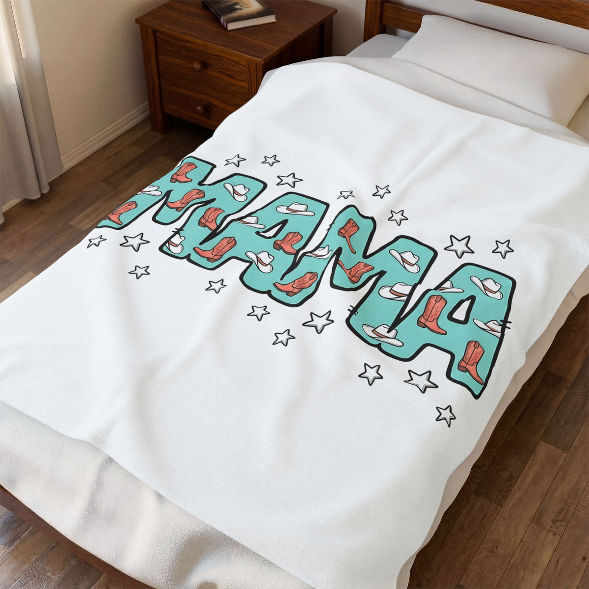 Cowboy Boots Hats Blanket Moms Cowgirl Gift Women Cartoon Blanket Western Wear Blanket Motherhood Fan Tooned Blanket Rodeo Graphic Outline Stars