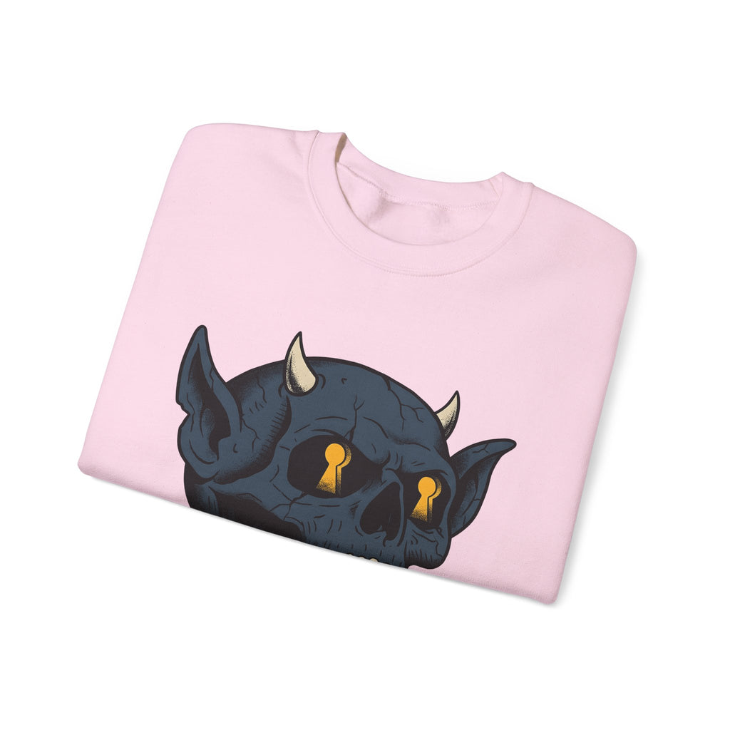 Devil Skull Sweatshirt Halloween Horror Gift Women Tattoo Sweatshirt Skull Sweatshirt Horror Fan Scary Graphic Sweatshirt Retro Teeth Sweatshirt