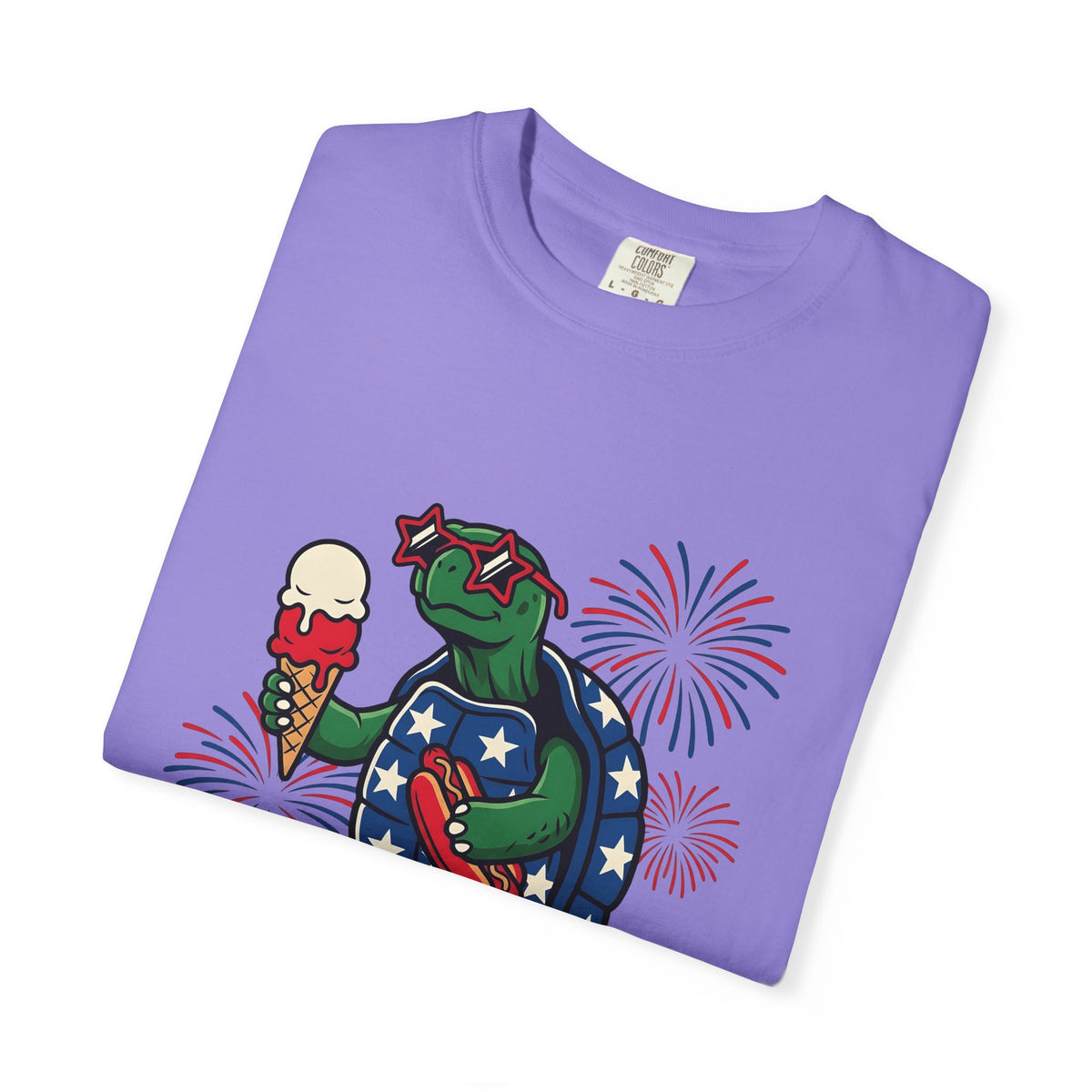Usa Turtle T-Shirt 4th Of July Vacation Gift Women Fun T-Shirt Terrapin T-Shirt Independence Day Fan Retro T-Shirt Holiday Graphic Old School