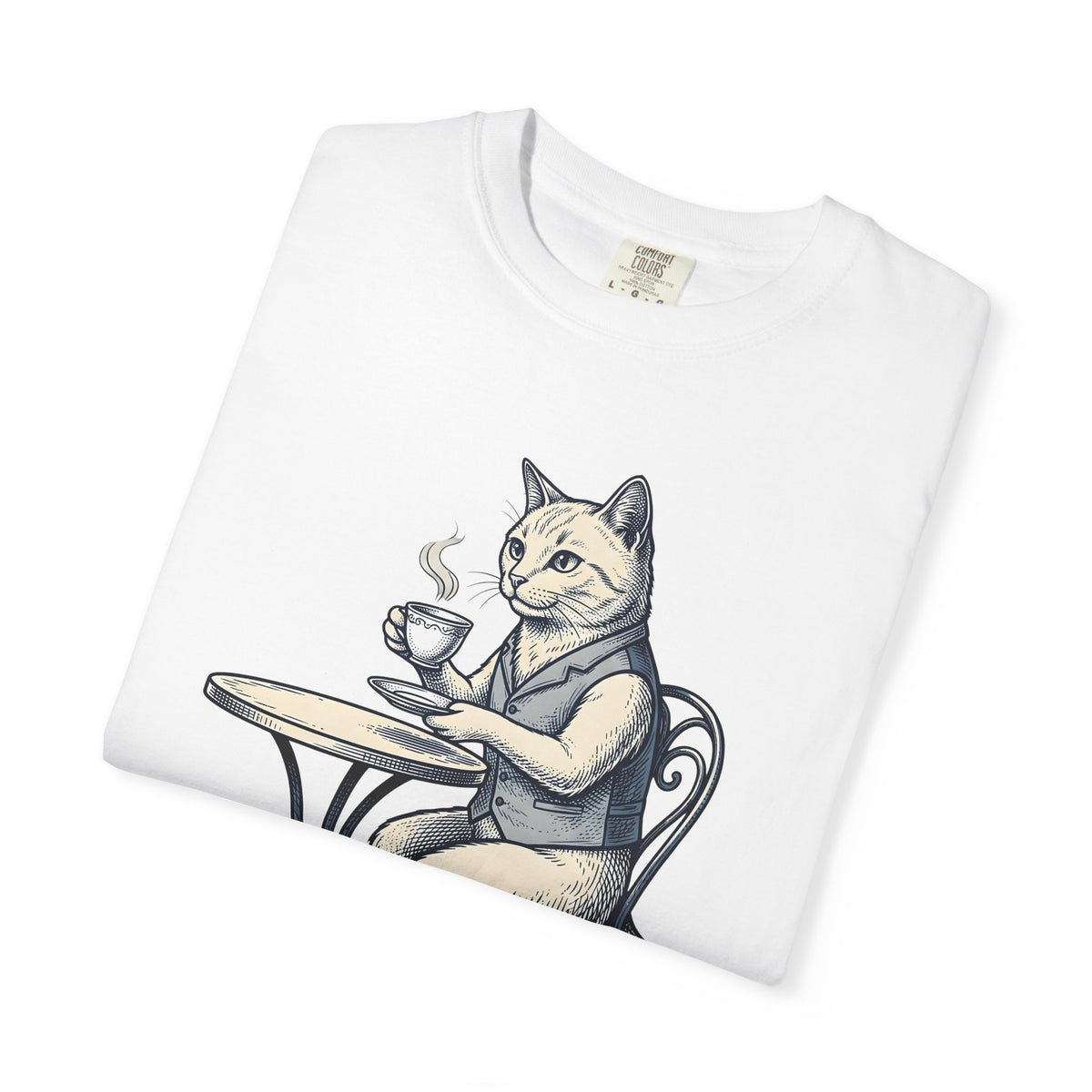 Cat Mocha T-Shirt Coffee Creature Gift Women Nostalgic T-Shirt Kitten T-Shirt Coffee Fan Animal Graphic Doodle Café Bench T-Shirt