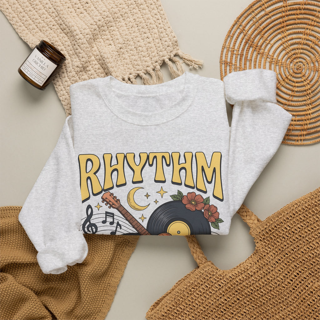 Electric Guitar Records Sweatshirt Music Bouquet Gift Women Free Spirit Sweatshirt Guitar Sweatshirt Music Fan Bohemian Sweatshirt Floral Graphic Old School