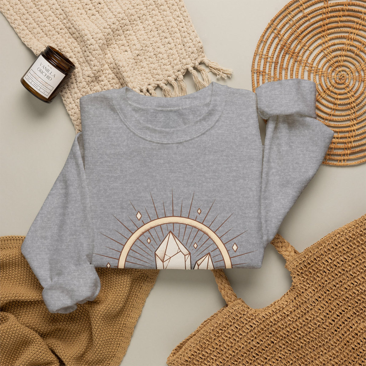 Quartz Cluster Sweatshirt Boho Chic Mystic Gift Women Bohemian Sweatshirt Crystal Cluster Sweatshirt Boho Fan Hippie Sweatshirt Spiritual Graphic Shabby Chic
