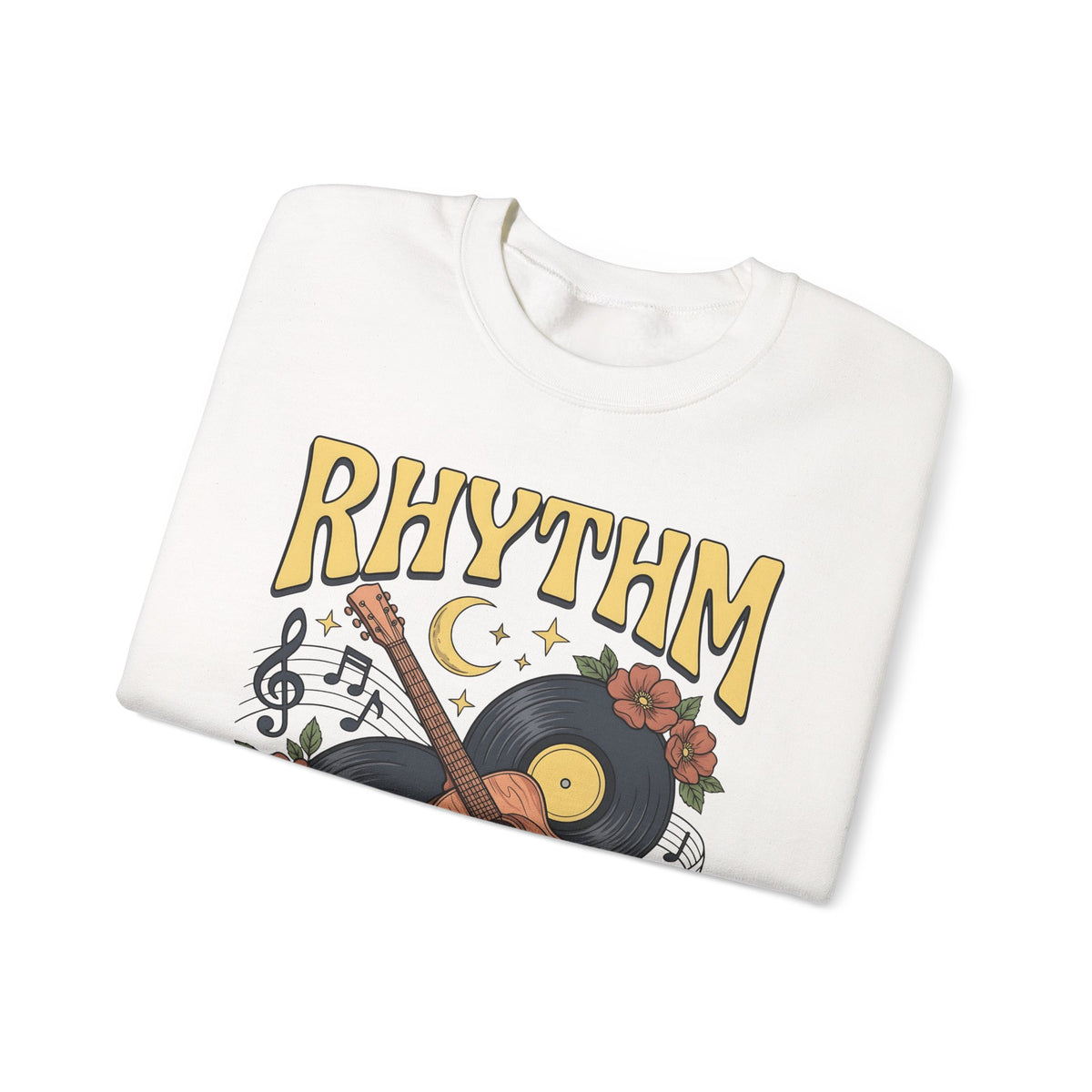 Electric Guitar Records Sweatshirt Music Bouquet Gift Women Free Spirit Sweatshirt Guitar Sweatshirt Music Fan Bohemian Sweatshirt Floral Graphic Old School