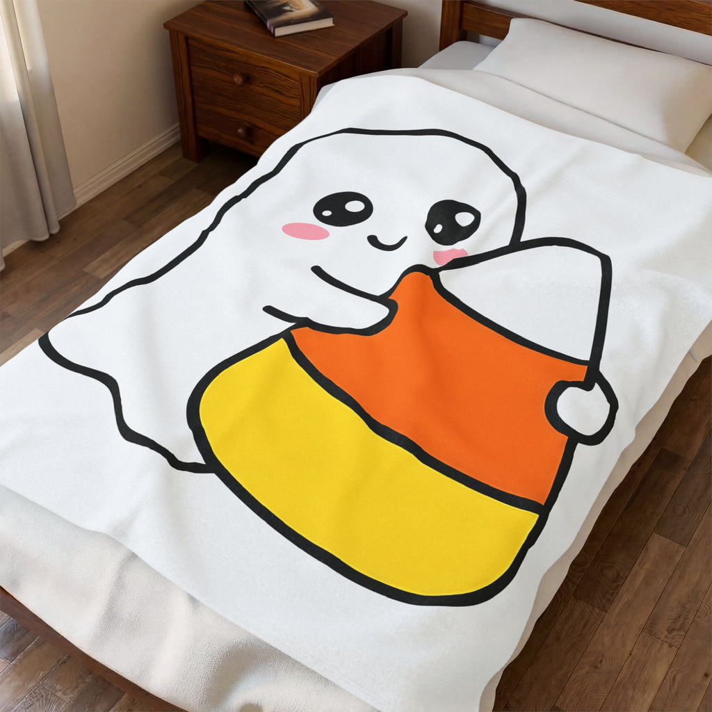 Ghost Sweet Corn Halloween Treats Gift Lovable Sweetcorn Spooky Fan Cute Sweets Clean Happy Blanket