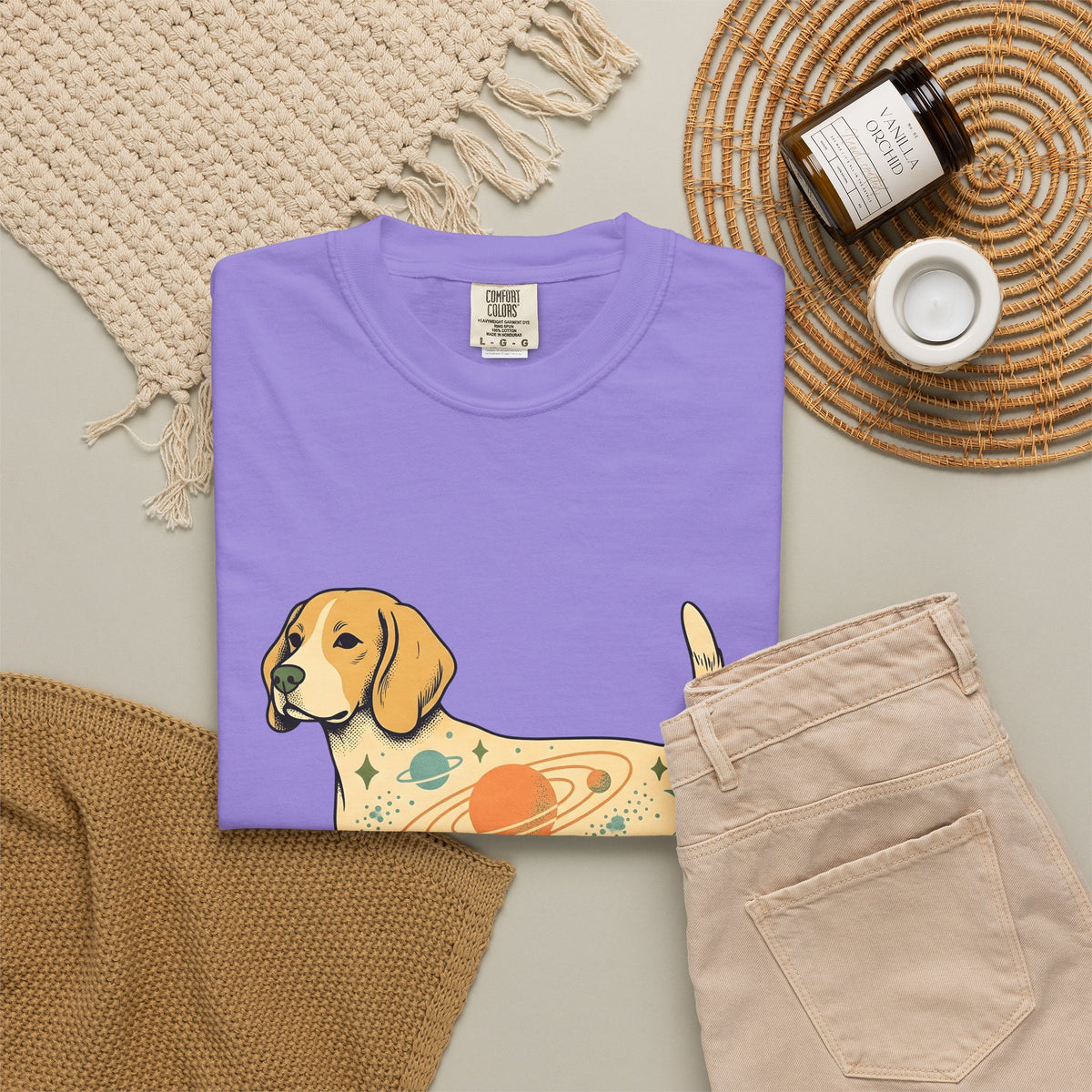 Beagle Puppy T-Shirt Dog Galaxy Gift Women Distressed T-Shirt Puppy T-Shirt Dog Fan Hound T-Shirt Universe Graphic Old School Cosmos T-Shirt