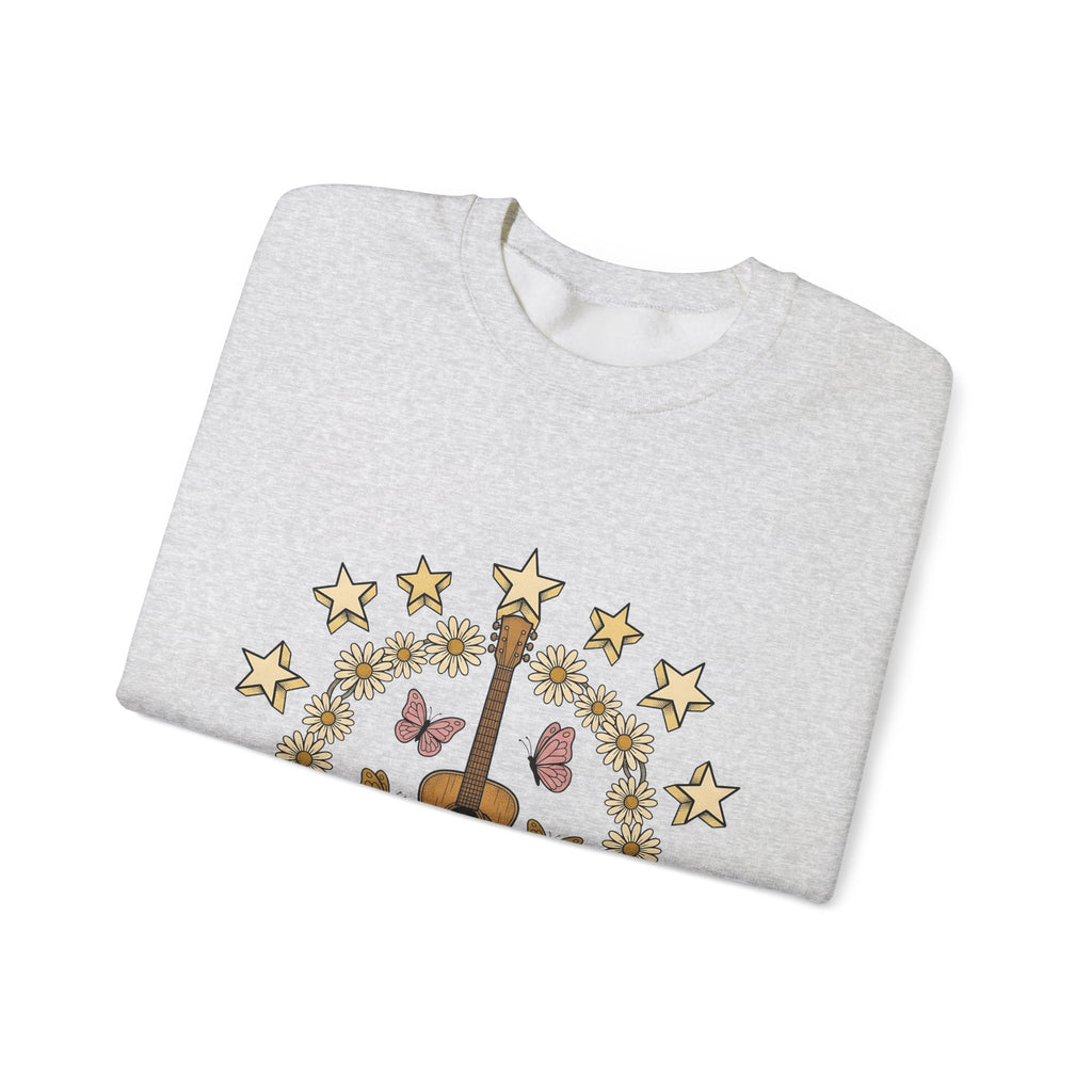 Acoustic Guitar Sweatshirt Cowgirl Music Gift Women Boho Sweatshirt Guitar Sweatshirt Cowboy Fan Boho Chic Sweatshirt Melody Graphic Vintage Daisies Sweatshirt