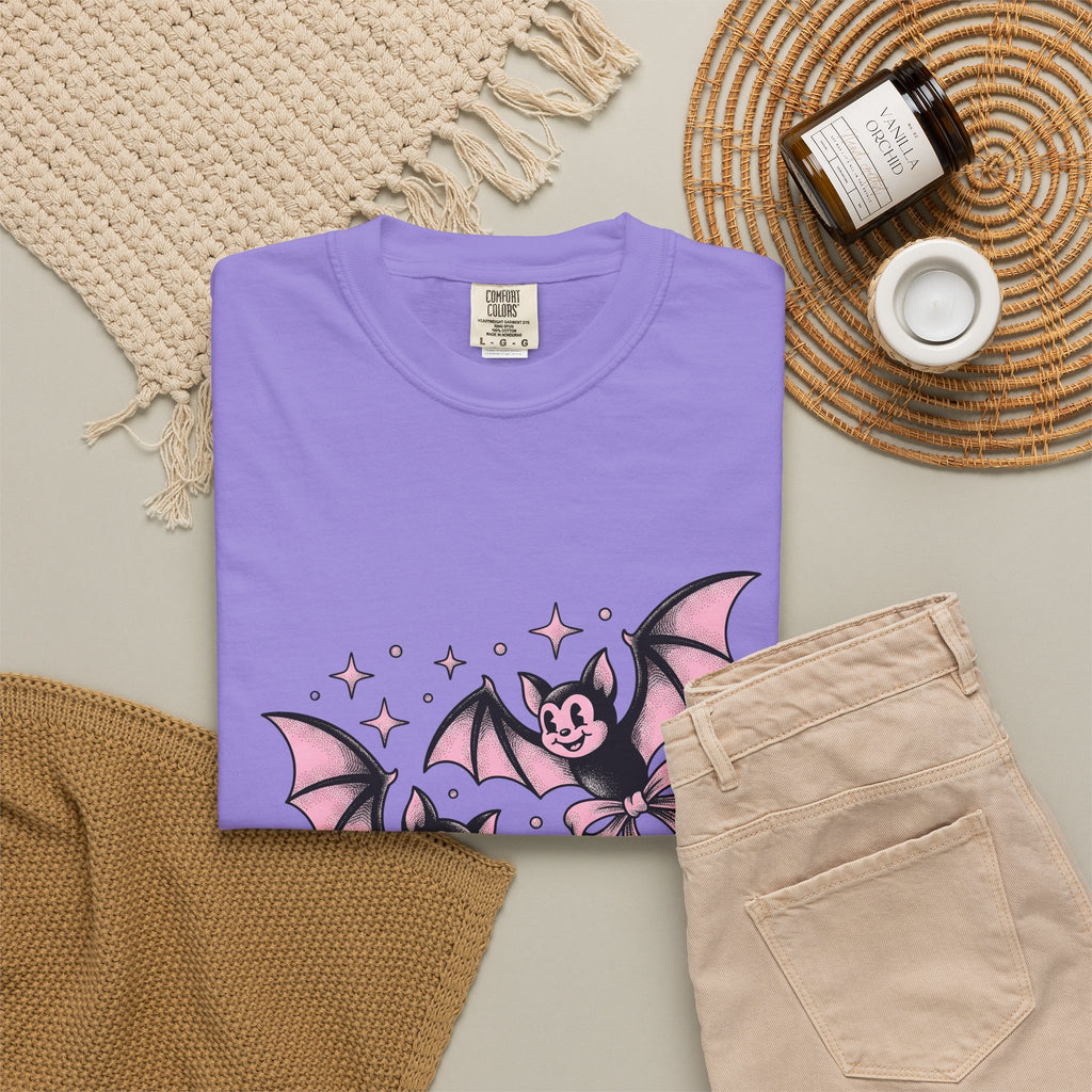 Sweet Bats T-Shirt Halloween Horror Gift Women Chibi T-Shirt Flying Fox T-Shirt Spooky Fan Creepy T-Shirt Horror Graphic Old School Hair Bows