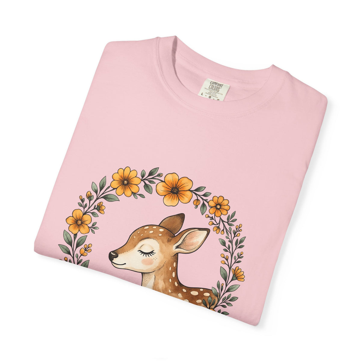 Fawn Boho Chic Forest Gift Sketch Deer Bohemian Fan Drawing Woods Pastel Flower Crown T-Shirt
