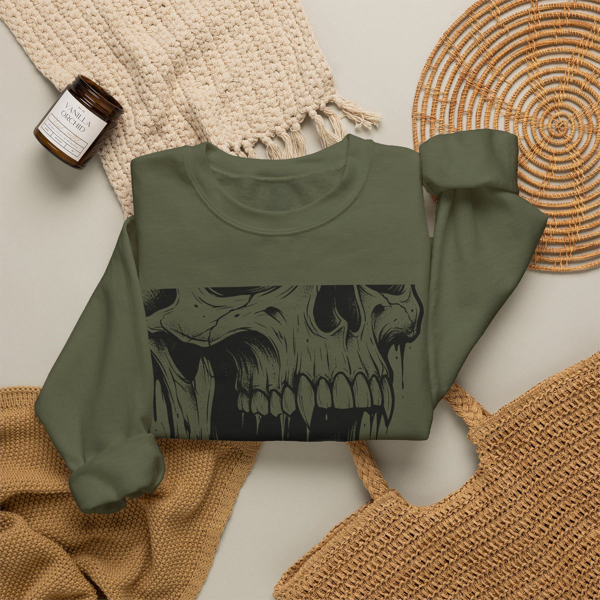 Skull Art Sweatshirt Gothic Fright Gift Women Macabre Sweatshirt Skull T-Sh