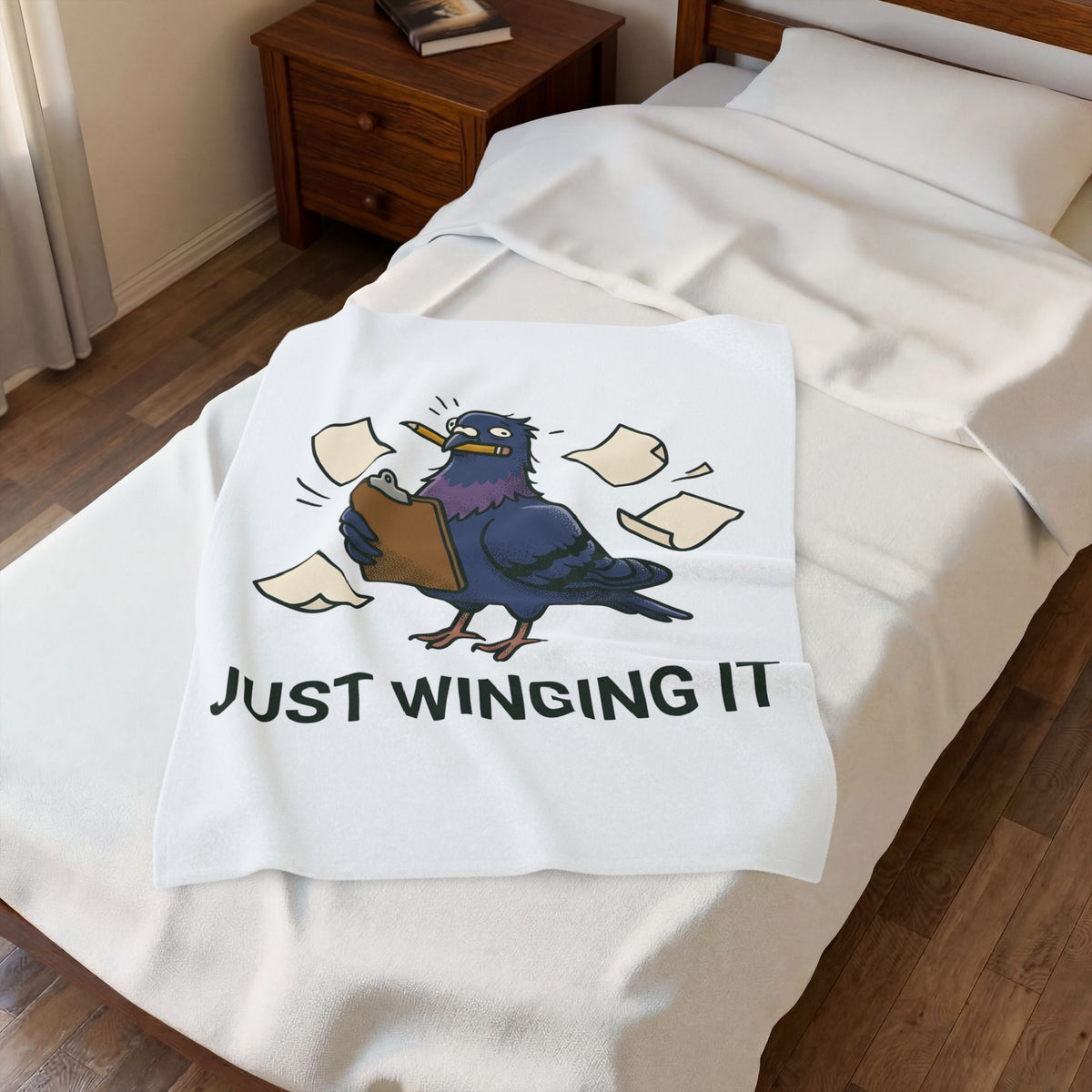 Pigeon Cartoon Blanket Funny Animal Gift Women Funny Blanket Dove Blanket Comedy Fan Squirrel Graphic Blanket Retro Clipboard Blanket