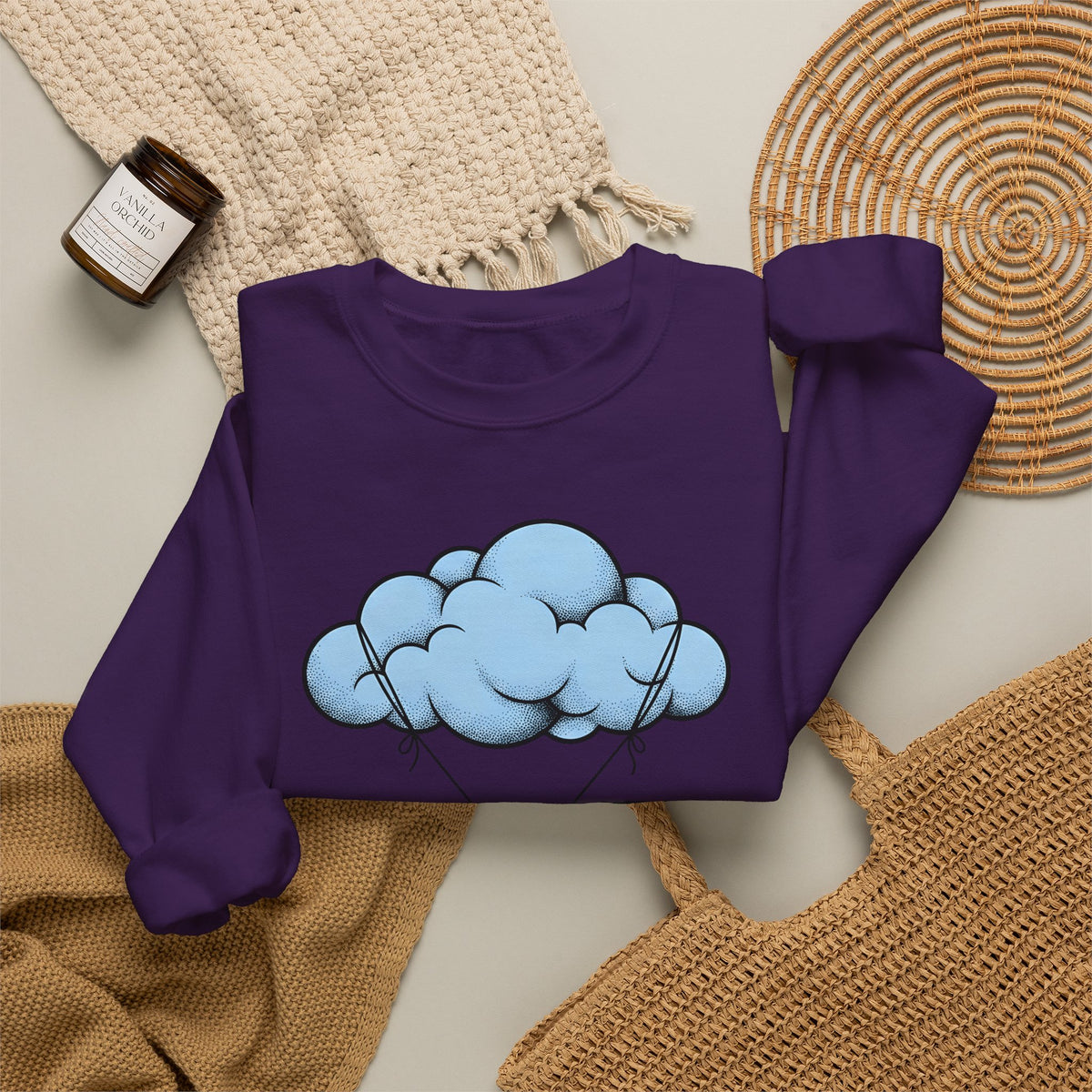 Pug Dog Sweatshirt Dog Animals Gift Women Cartoon Sweatshirt Puggle Sweatshirt Dog Fan Canine Graphic Pug Illustration Retro Cloud Sweatshirt