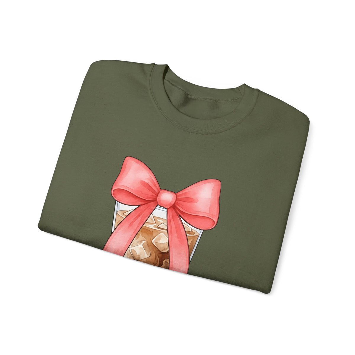 Iced Coffee Sweatshirt Coffee Mom Gift Women Watercolor Sweatshirt Cold Brew Sweatshirt Coffee Fan Watercolour Sweatshirt Mother Graphic Hand Drawn Pink Bow