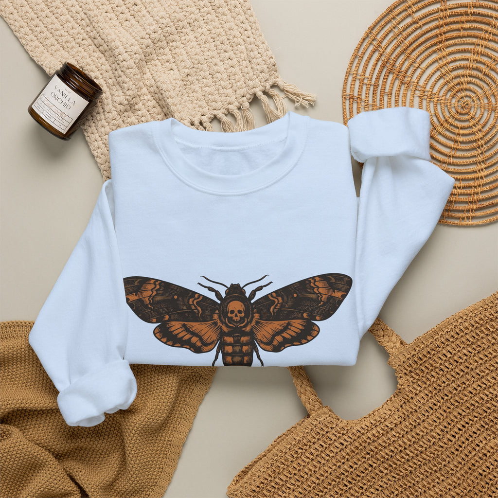 Skeleton Moth Sweatshirt Halloween Mysticism Gift Women Retro Sweatshirt Moth Sweatshirt Horror Fan Gothic Sweatshirt Occult Graphic Dark Magic Jar Sweatshirt