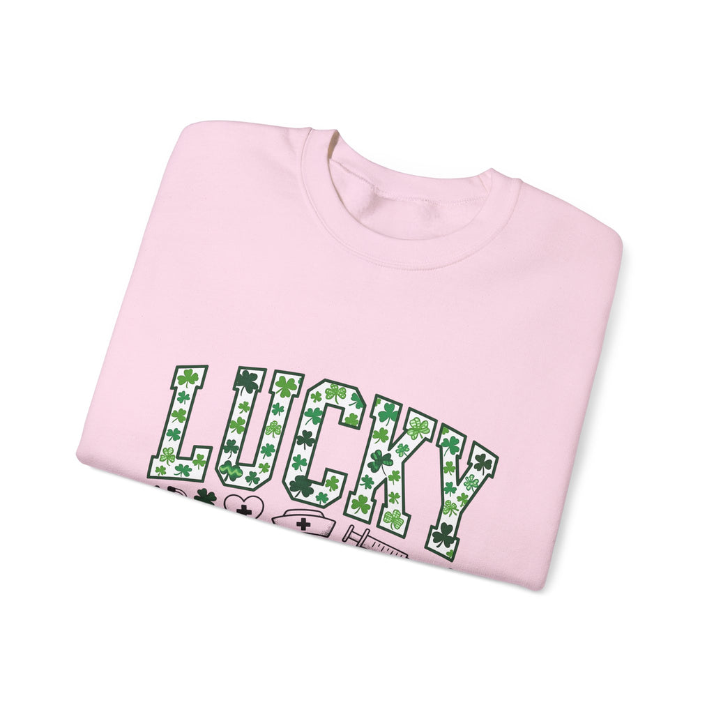 Clover Nurse Cap Sweatshirt Nurse Irish Celebration Gift Women Graphic Design Sweatshirt Nurse Hat Sweatshirt Nursing Enthusiast Nurse Uniform Sweatshirt St