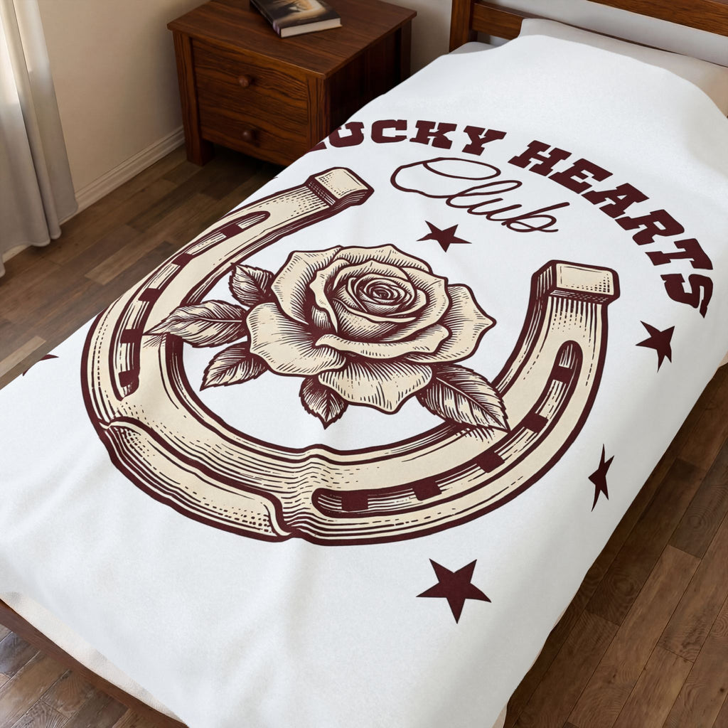 Iron Horse Rose Blanket Cowgirl Ranch Gift Women Linework Blanket Iron Horse Blanket Cowgirl Fan Minimalist Blanket Farm Graphic Hand Drawn Shining