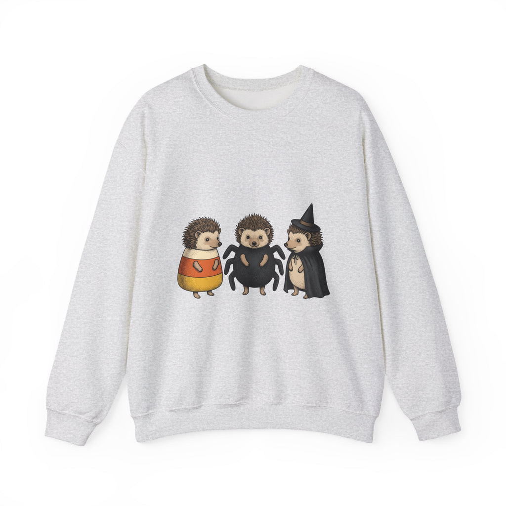 Porcupine Costumes Sweatshirt Halloween Critter Gift Women Lovable Sweatshirt Quill Pig Sweatshirt Horror Fan Quilled Graphic Sweatshirt Ink Drawing Wizard Hat
