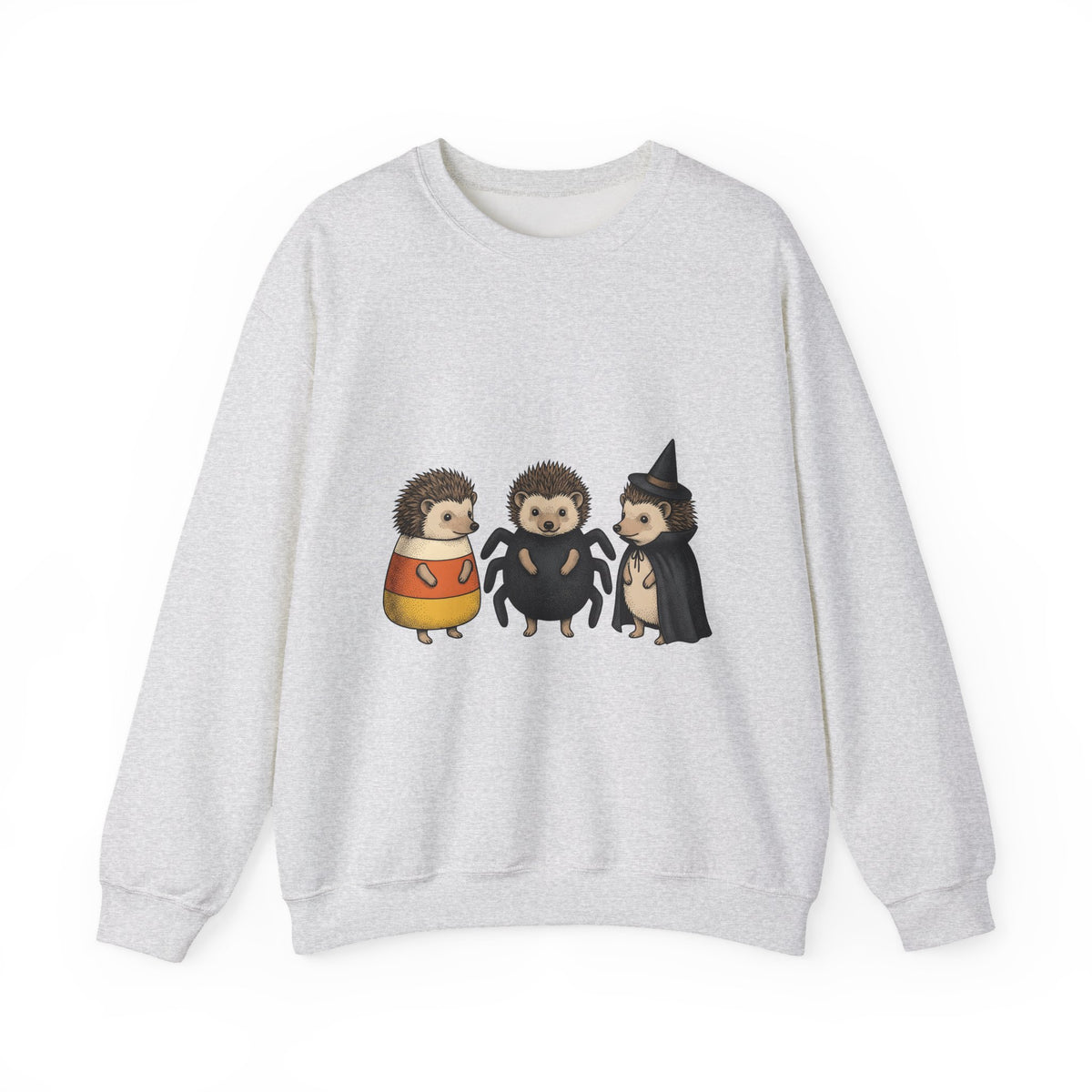 Porcupine Costumes Sweatshirt Halloween Critter Gift Women Lovable Sweatshirt Quill Pig Sweatshirt Horror Fan Quilled Graphic Sweatshirt Ink Drawing Wizard Hat