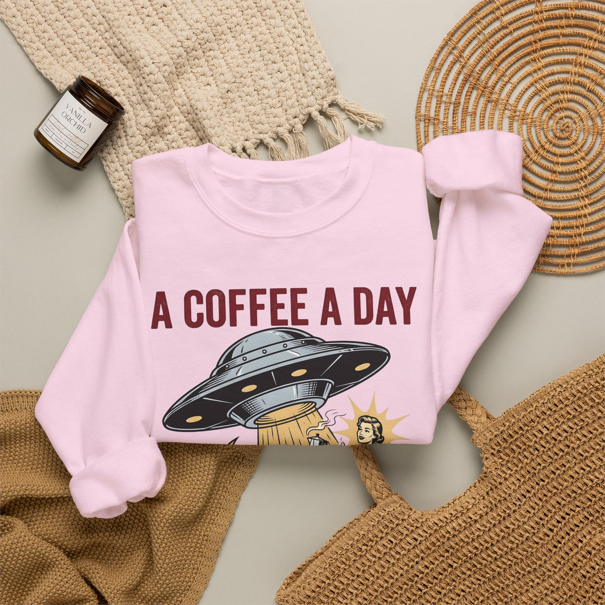 Ufo Coffee Woman Sweatshirt Coffee Alien Gift Women Retro Sweatshirt Alien Sweatshirt Coffee Fan Retro Sweatshirt Extraterrestrial Graphic Vintage Spaceship