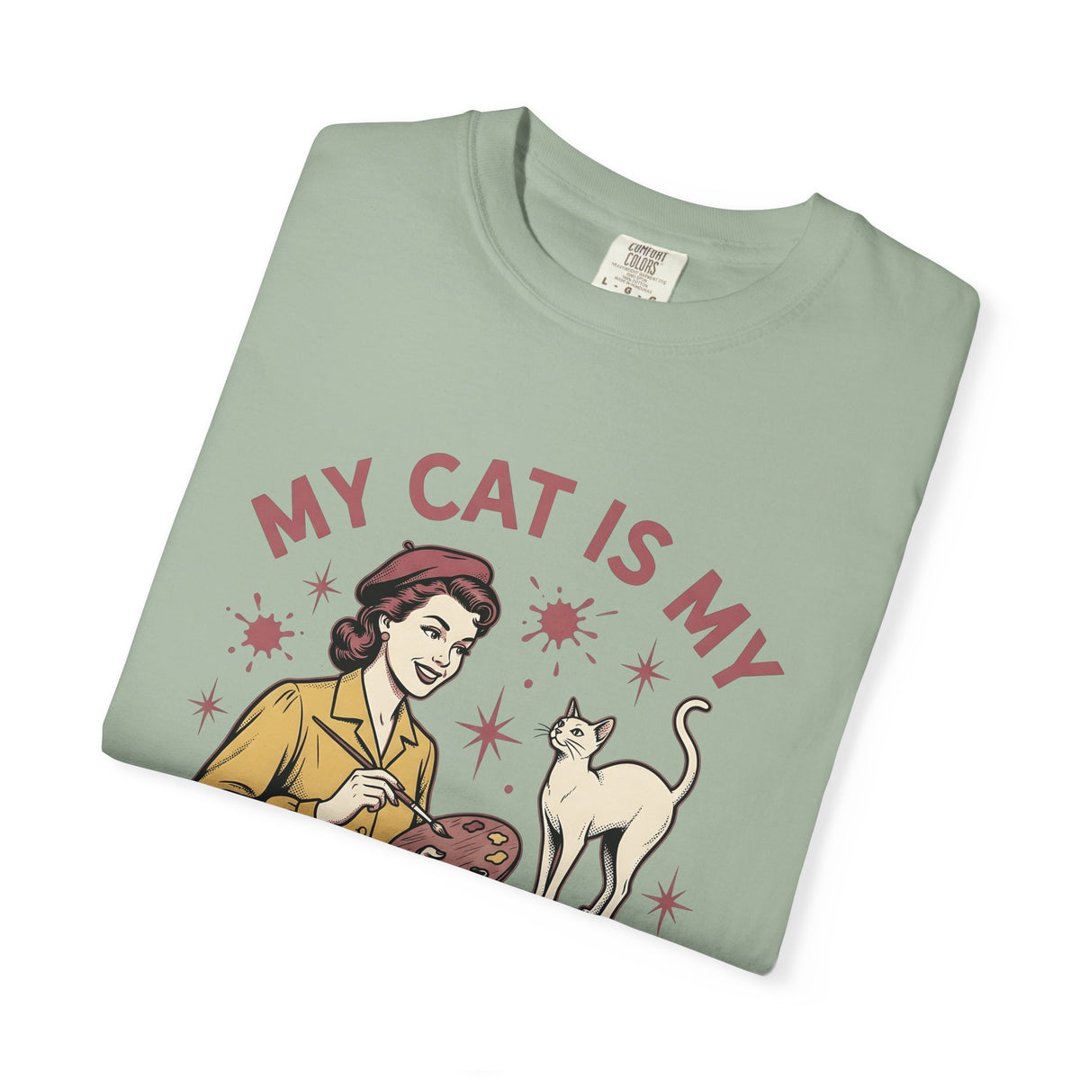 Kitty Artist T-Shirt Cat Fauna Gift Women Antique T-Shirt Cat Lady T-Shirt Feline Fan Vintage T-Shirt Wildlife Graphic Heritage Art Palette T-Shirt