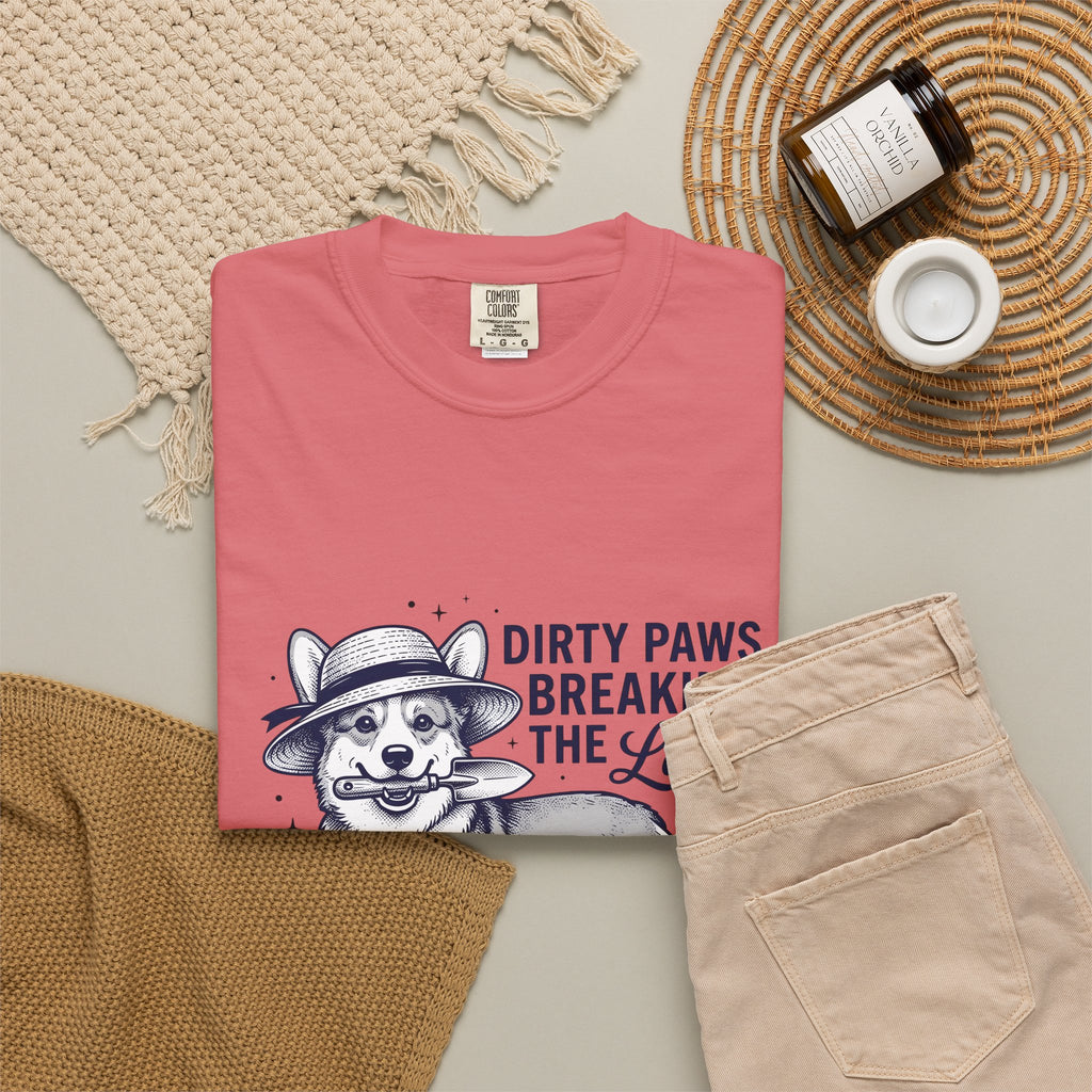 Corgi Canine T-Shirt Dog Horticulture Gift Women Old School T-Shirt Dog T-Shirt Dog Fan Puppy T-Shirt Gardening Graphic Outline Hand Shovel T-Shirt