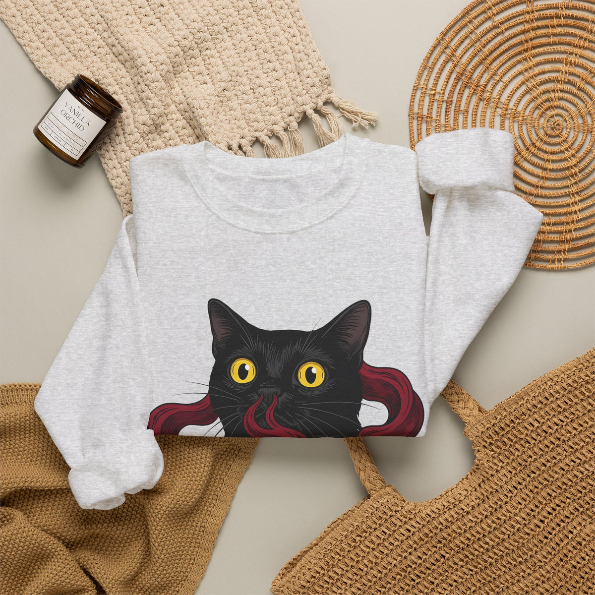 Black Cat Cat Magic Gift Haunted Kitten Cat Fan Spooky Occult Old Fashioned Smudge Sweatshirt