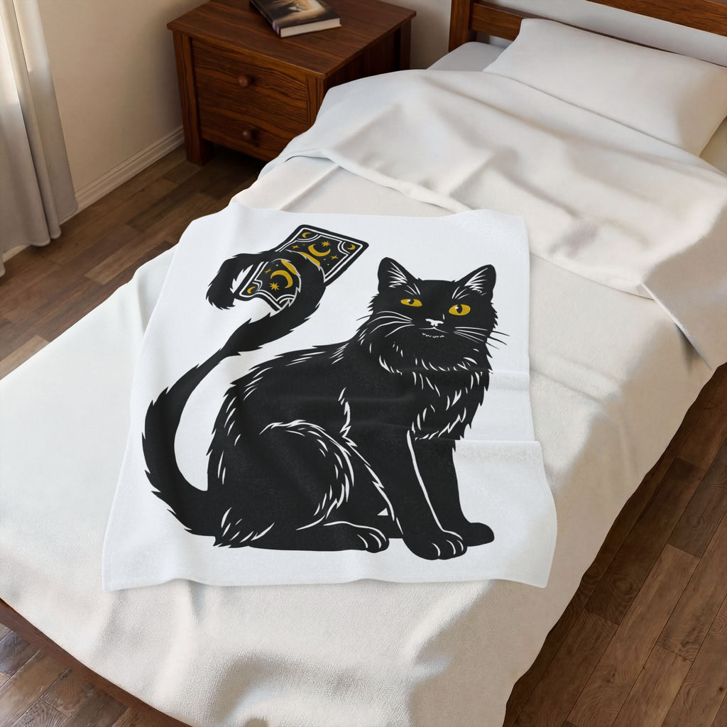 Black Cat Blanket Cat Witchcraft Gift Women Mystical Blanket Cat Blanket Feline Fan Occult Graphic Vintage Tarot Card Blanket