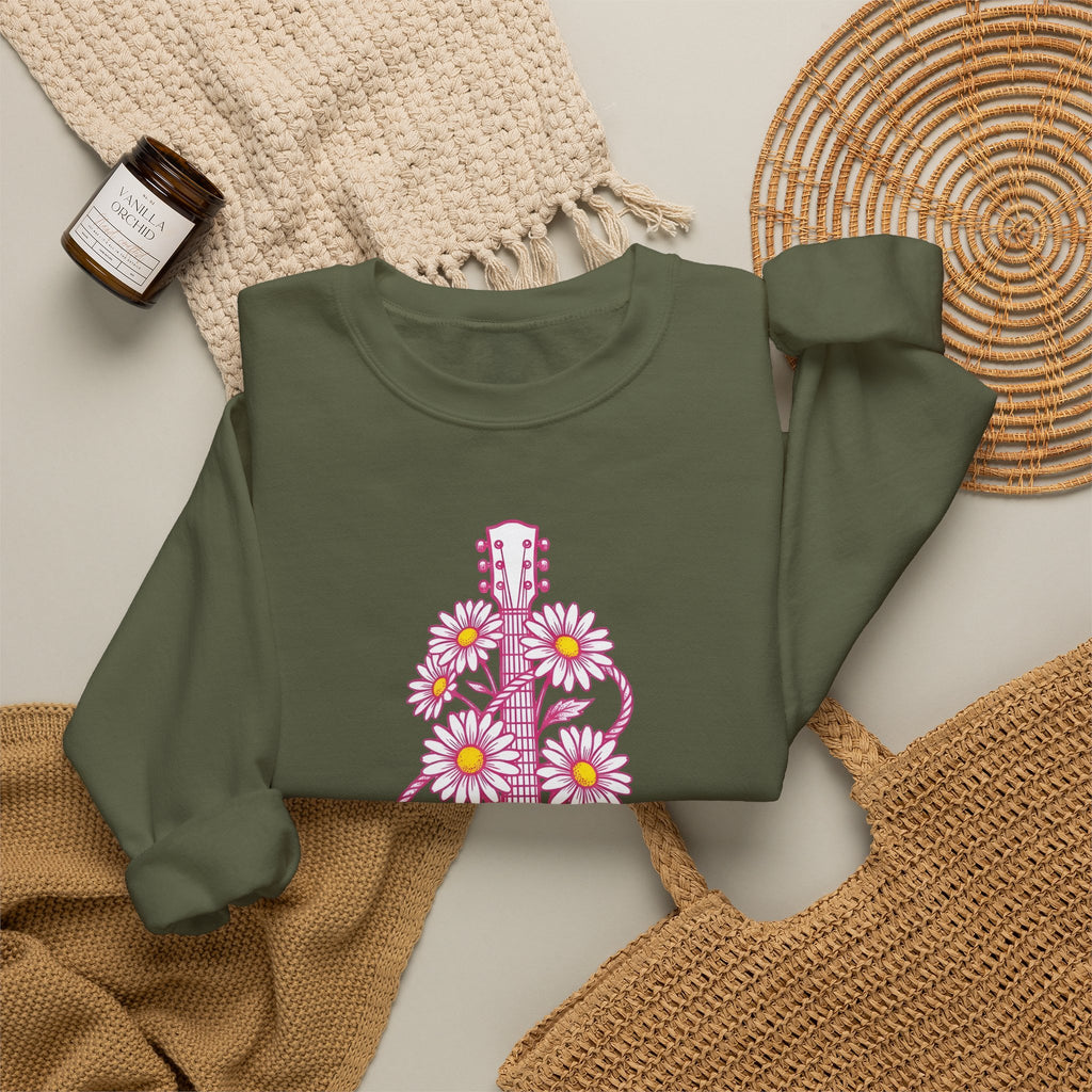 Guitar Bouquet Sweatshirt Cowgirl Cowboy Gift Women Rustic Sweatshirt Flower Arrangement Sweatshirt Rodeo Fan Country Sweatshirt Cowpoke Graphic Retro Twine