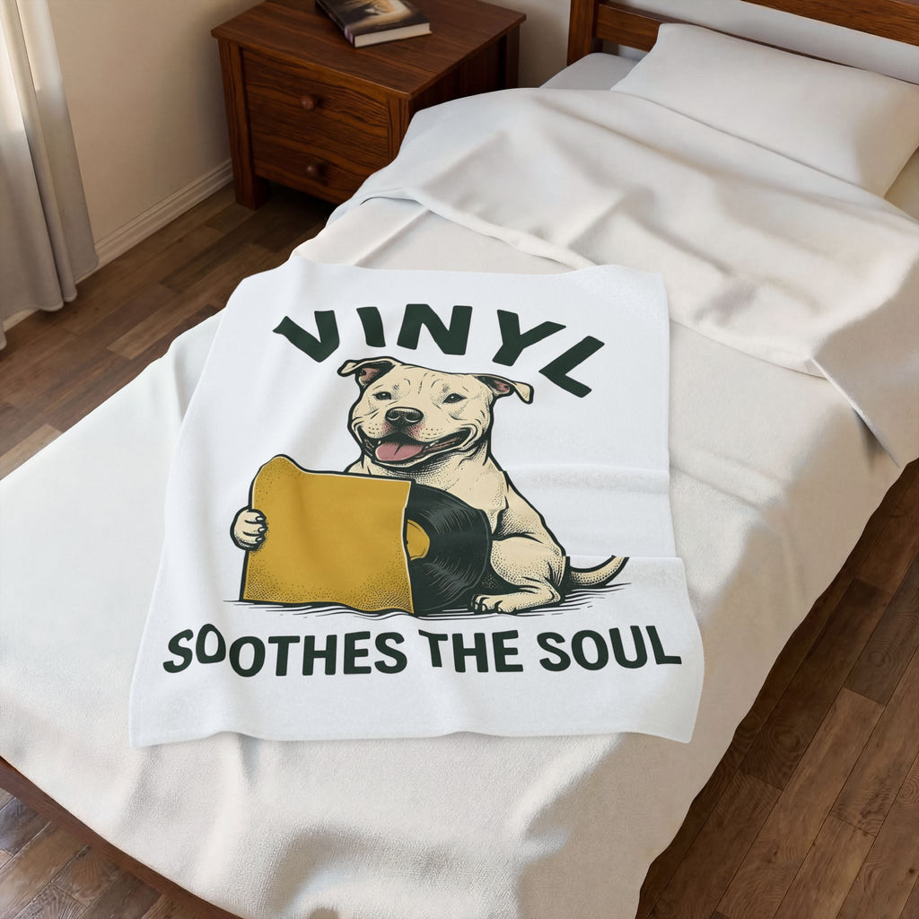 Pit Bull Dog Dog Sound Gift Distressed Pibble Dog Fan Grunge Audio Line Vinyl Blanket