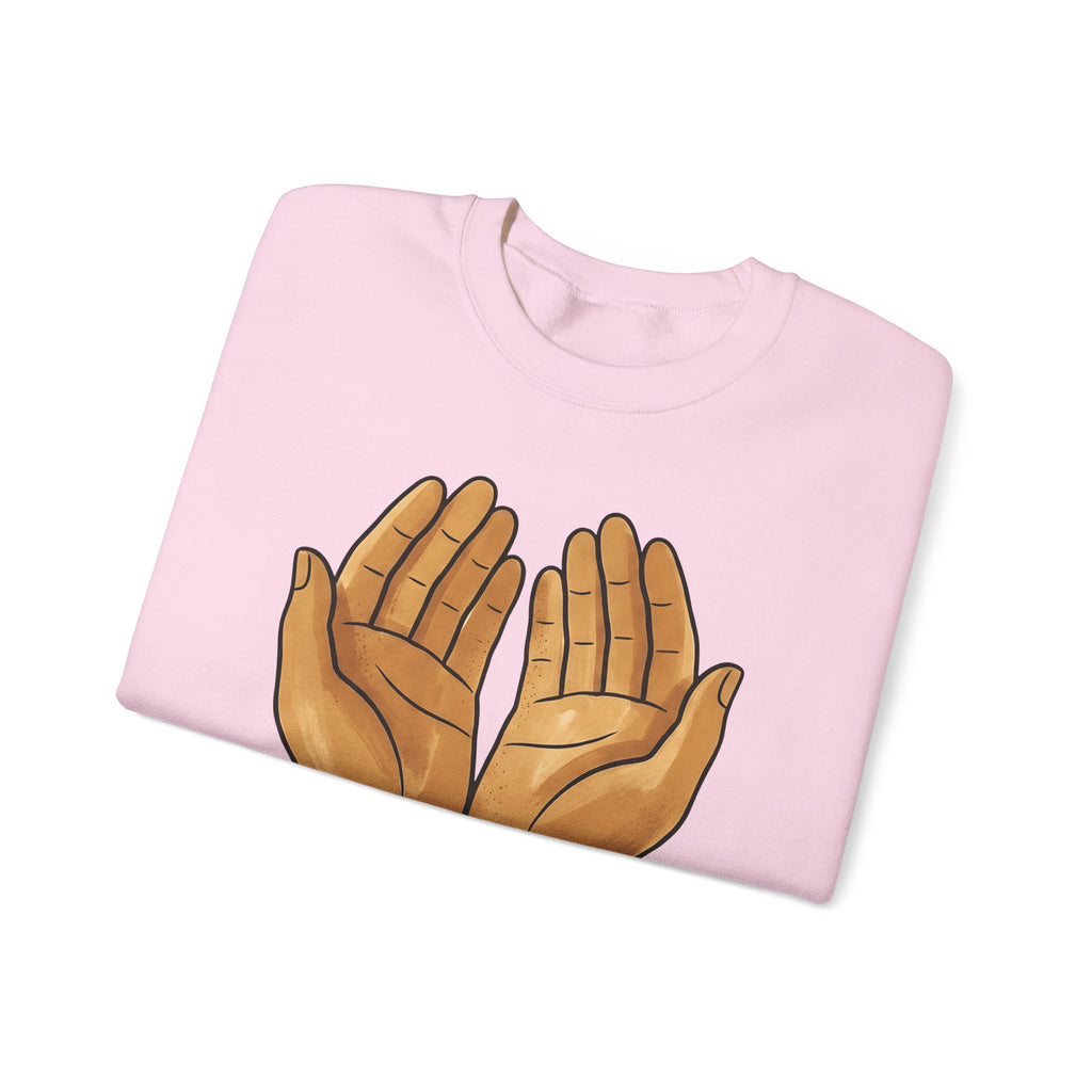 Open Palms Sweatshirt Support Thanks Gift Women Sketch Sweatshirt Hands Sweatshirt Caregiver Enthusiast Drawing Illustration Gratitude Graphic Simple