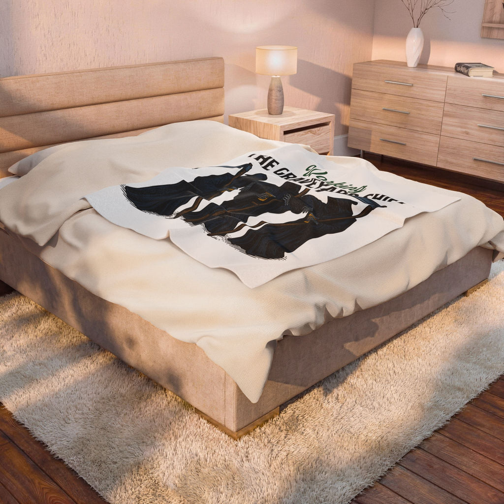 Reaper Trio Blanket Halloween Macabre Gift Women Old School Blanket Grim Reaper Blanket Horror Fan Dark Art Blanket Morbid Graphic Doodle Cup