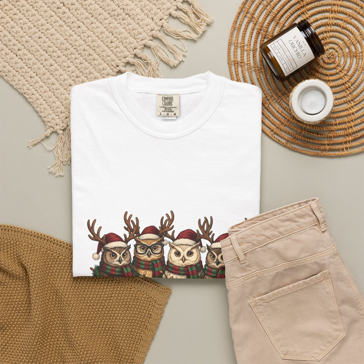 Owl Pack T-Shirt Christmas Pets Gift Women Line Art T-Shirt Owl T-Shirt Xmas Fan Owl Hoot Graphic Illustration Led Lights T-Shirt