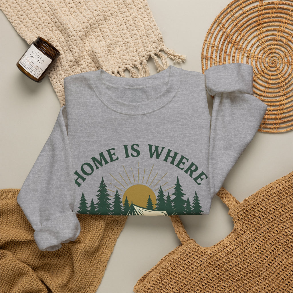 Outdoor Tent Sweatshirt Camping Adventure Gift Women Farmhouse Sweatshirt Canopy Sweatshirt Camper Enthusiast Rustic Sweatshirt Exploration Graphic Old School