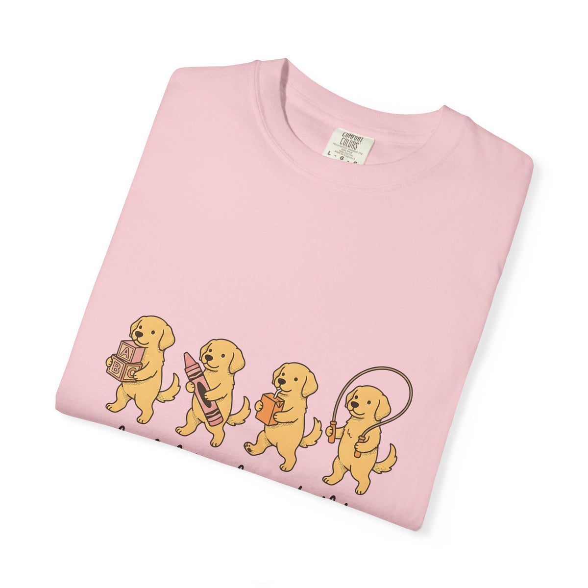 Golden Retriever Pups T-Shirt Teachers Companion Gift Women Caricature T-Shirt Puppy T-Shirt Educator Enthusiast Cartoon T-Shirt Buddy Graphic