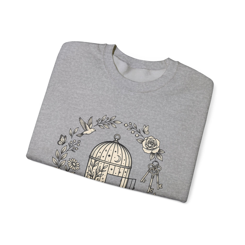 Cage Bird Sweatshirt Floral Environment Gift Women Earthy Sweatshirt Aviary Sweatshirt Flower Fan Botanical Sweatshirt Eco Graphic Antique Bloom Sweatshirt