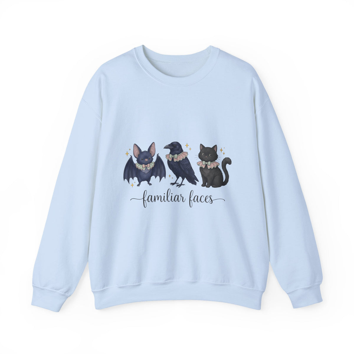 Bat Crow Cat Sweatshirt Halloween Witch Gift Women Cute Sweatshirt Animal Sweatshirt Spooky Fan Cartoon Sweatshirt Magical Graphic Hand