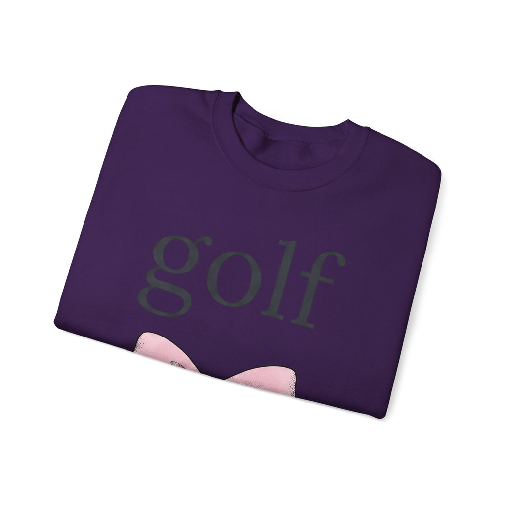 Magenta Bow Sweatshirt Golf Vibe Gift Women Contemporary Sweatshirt Bow Tie Sweatshirt Golfer Fan Modern Sweatshirt Atmosphere Graphic Doodle Strip Sweatshirt