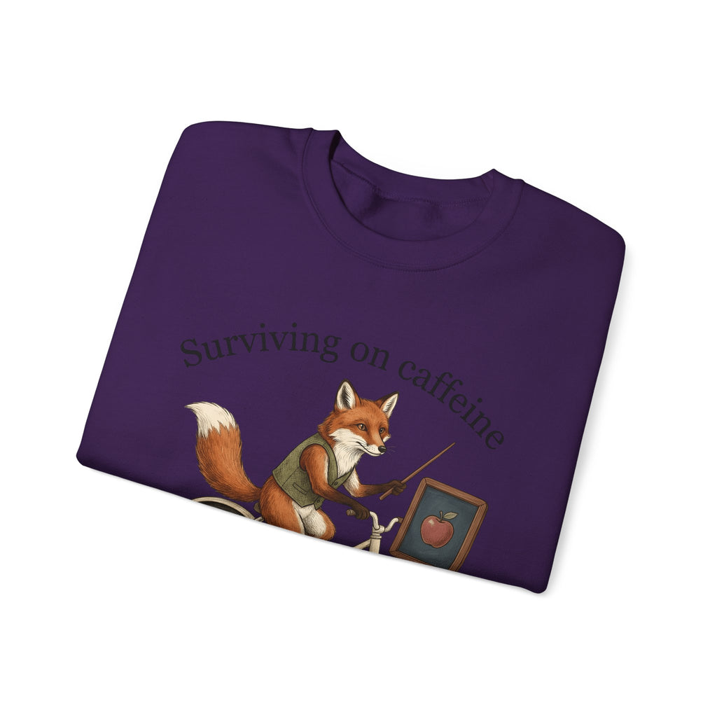 Fox Bicycle Sweatshirt Teacher Animal Gift Women Whimsical Sweatshirt Bike Sweatshirt Educator Enthusiast Quirky Sweatshirt Wildlife Graphic Vintage Chalkboard