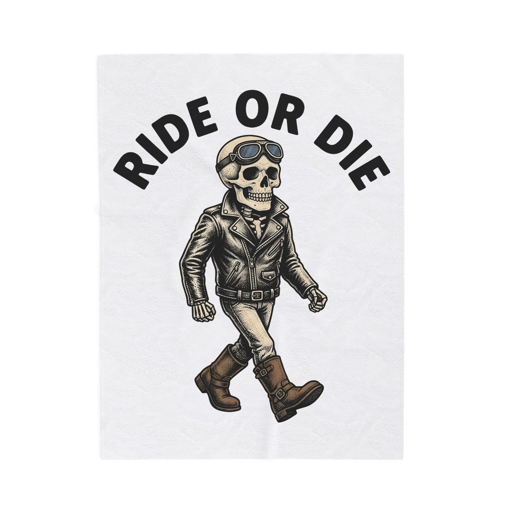 Bony Biker Blanket Halloween Chopper Gift Women Old School Blanket Biker Blanket Horror Fan Retro Blanket Motorcycle Graphic Grunge Shades Blanket