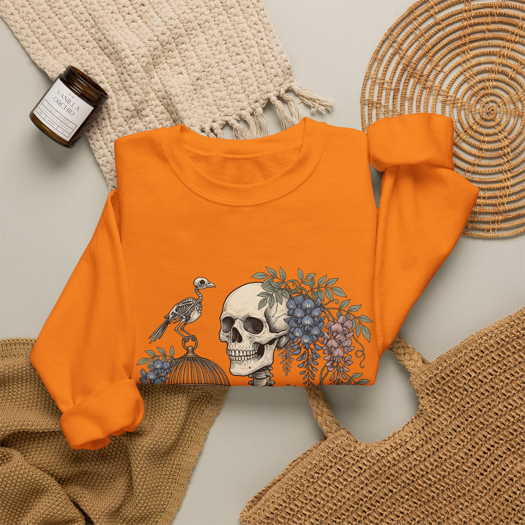 Bone Bloom Sweatshirt Halloween Dark Art Gift Women Rustic Sweatshirt Skeleton Sweatshirt Horror Fan Gothic Sweatshirt Macabre Graphic Doodle Aviary Sweatshirt