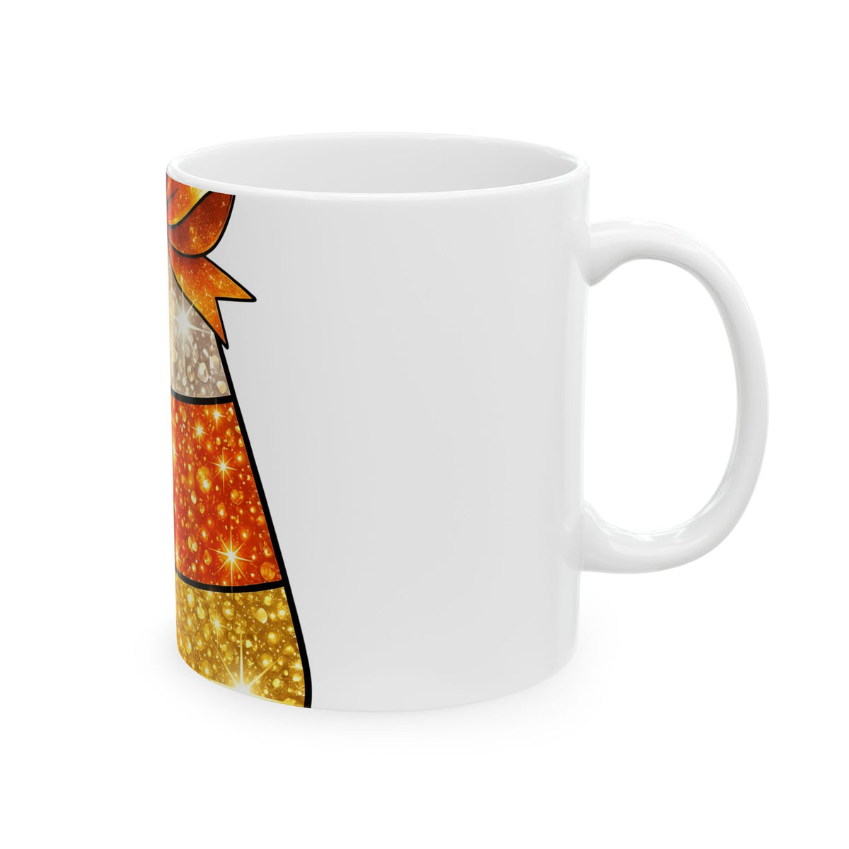 Candy Corn Mug Halloween Candy Gift Women Glitter Mug Triangular Corn Mug Spooky Fan Sparkling Mug Sweets Graphic Kawaii Bow Mug